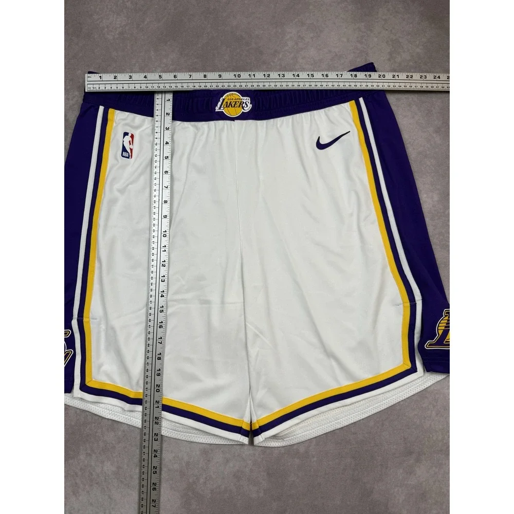 Los Angeles Lakers Shorts Men 48R 3XL White Purple NBA Basketball Nike VaporKnit